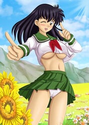 artemisumi higurashi_kagome inuyasha kagome_higurashi panties solo upskirt