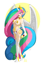 breasts female friendship_is_magic human lillykitten long_hair multicolored_hair my_little_pony princess_celestia_(mlp) smooth_skin tagme wings