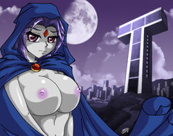 00s 1girls 2000s cartoon_network casual clothing dc dc_comics desingahv female female_only outerwear pale_skin purple_hair rachel_roth raven_(dc) solo straight_hair teen_titans titans_tower toonami