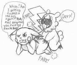 anthro bidoof fart feral fur furry interspecies male male_only monochrome multiple_males nintendo nude pikachu pokemon pokemon_dppt pokemon_rgby tagme yaoi