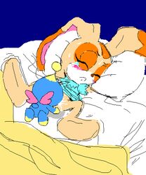 blob_feet chao_(sonic) cheese_the_chao color cream_the_rabbit cub cunnilingus female fur furry interspecies oral rabbit sega sonic_(series) straight_hair toeless_feet unknown_gender young