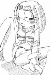 2d mobian mobian_(species) mobian_echidna monochrome panties_between_pussy sega sonic_(series) sonic_adventure sonic_the_hedgehog_(series) straight_hair tagme tikal_the_echidna