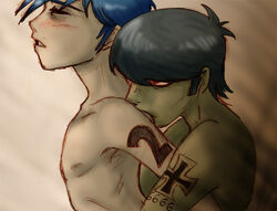 2d_(gorillaz) blue_hair duo gorillaz male male_only multiple_boys murdoc_niccals tagme yaoi