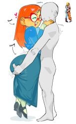 1boy 1boy1girl 1girls ass ass ass_grab breasts butt_grab closed_eyes female grabbing_ass grabbing_butt happy huge_ass huge_butt kindergarten_(game) kindergarten_3 krillin_hugs_android_18 lifting lifting_person ms._lovelett smile smiling text