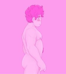 1boy 1male alien ass blush chad_steven chubby chubby_male color colored curly_hair diamond-shaped_pupils digital_drawing_(artwork) digital_media_(artwork) fluffy_hair gem_(species) gem_on_belly hairless human hybrid looking_at_viewer male male_boobs male_breasts male_focus male_only muscular muscular_male naked naked_male nipples no_clothes no_genitals no_underwear nude nude_male pecs pectoral_bulge pectorals pink_background pink_eyes pink_hair pink_nipples pink_skin pink_steven pose posing posing_for_the_viewer posing_nude pretty_boy short_hair side_view sideboob smile smiling smiling_at_viewer soft solo solo_focus standing steven_quartz_universe steven_universe upper_body