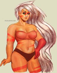 1girls 2017 asymmetrical_hair bare_shoulders belly bikini black_panties breasts brown_panties cartoon_network cleavage curvy eyebrows female female_only gem_(species) hand_on_hip hips jasper_(steven_universe) lips long_hair looking_at_viewer medium_breasts muscular_female orange_bra orange_skin panties roguekelsey side_shave solo steven_universe stomach thick_thighs thighs two_tone_skin undercut underwear very_long_hair villainess white_hair yellow_eyes