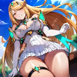 1girls ai_generated alternate_breast_size bostin curvy large_breasts mythra thick_thighs xenoblade_chronicles_2