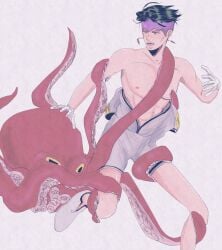 1boy cephalopod diamond_is_unbreakable human jojo&#039;s_bizarre_adventure male male_only octopodiform octopus questionable_consent rohan_kishibe tentacle tentacle_on_male zoophilia