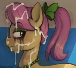 after_sex angry bodily_fluids crying cum cum_on_face equid equine female feral forced genital_fluids hasbro horse lipstick makeup mammal marsminer mlp_g5 my_little_pony posey_bloom_(mlp) rape running_makeup solo tears