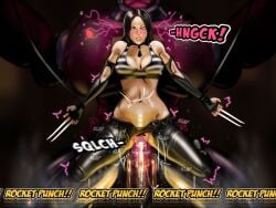 1boy black_hair blush english_text female female female+pubic_hair jaguar_(artist) long_hair male marvel marvel_vs._capcom marvel_vs._capcom_3 penis robot sentinel straight vagina vaginal_penetration x-23 x-men