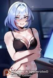 ai_generated big_breasts bob_cut bra female highres honkai:_star_rail honkai_(series) hoshino_ai_(generated) looking_at_viewer panties portrait red_hair short_hair solo standing thiccwithaq_(ai_style) thick_thighs topaz_(honkai:_star_rail) wet white_hair