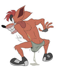 1boy 2017 anthro ass ass_cleavage bandicoot black_fingerless_gloves black_gloves black_nose black_shoes blank_background briefs bulge bulge_through_clothing butt butt_crack clothing crash_(series) crash_bandicoot crash_bandicoot_(series) cum cum_through_clothes cum_through_clothing cum_through_underwear dirty_underwear fingerless_gloves fluids fur furry furry_only gay gloves grey_briefs grey_underwear hand_in_underwear male male_only mammal marsupial masturbating masturbation no_humans orange_fur red_hair shoes simple_background sneakers solo solo_male tan_fur teeth teeth_clenched teeth_showing tongue tongue_out underwear video_games white_background yaoi zepthehyerian