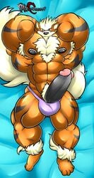 1boy abs anthro arcanine bkbrianart bulge canine erection furry male male_only mammal muscular muscular_male nintendo penis pokemon pokemon_(species) solo thick_thighs topless underwear video_games