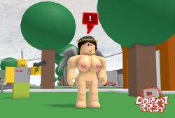 1boy 1girls 3d amy_(roblox_model) artist_name bazooka breasts classic crimstuff female nipple_piercing nipples nude nude_female outdoors pussy retro roblox robloxian rocket_launcher tagme