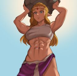 abs echoes_of_wisdom fluffydus large_breasts muscular_female princess_zelda the_legend_of_zelda zelda_(echoes_of_wisdom)