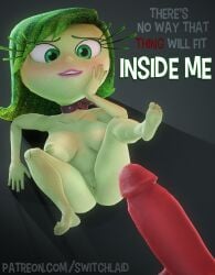 3d anger_(inside_out) disgust_(inside_out) disney eyelashes feet green_eyes green_hair green_skin inside_out interracial lips penis pixar red_skin size_difference soles switchlaid tagme