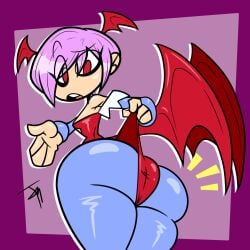 ass big_ass darkstalkers female head_wings juramg lilith_aensland pink_hair red_eyes succubus succubus_wings