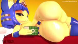 1girls 3d 3d_animation animal_crossing animated ankha ankha_(zy0n7) anthro areolae ass ass_shake bed big_ass blue_hair bottom_heavy bouncing_ass breasts bubble_butt cellphone dat_ass fat_ass feline female female_only furry huge_ass indoors jiggle jiggling_ass large_ass leviantan581re looking_at_viewer lying lying_on_side nintendo nipples nude nude_female phone recording self_recording selfie shaking_ass shortstack small_breasts solo sound sound_edit sound_effects tagme tail thick_ass thick_thighs twerking v_sign video wide_hips
