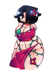 big_breasts flower_in_hair red_clothing thorns twitter_user_oc wide_hips