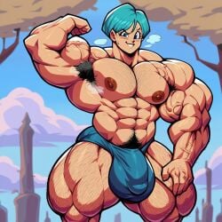 1boy abs ai_generated armpit_fetish armpit_hair armpits arms_up balls_under_clothes biceps big_bulge big_muscles big_penis bulge bulma_briefs chest_hair dragon_ball extreme_muscles genderswap_(ftm) hairy_armpits hairy_arms hairy_chest male male_only manly muscular muscular_male pecs pectorals penis penis_under_clothes rule_63 smile solo tagme veiny_muscles veiny_penis