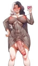 1futa alcohol alcoholic_drink areolae balls belly belly_button big_balls big_breasts big_penis black_hair bottomless breasts busty clothed clothing condescending dick dickgirl dripping_precum erection fat_cock foreskin futa_only futanari glass goddess_of_victory:_nikke hips holding_drink hourglass_figure huge_breasts huge_cock human hung hung_futanari impossible_clothes large_breasts large_penis light-skinned_futanari light_skin mostly_clothed multicolored_hair nipples nipples_visible_through_clothing ohthicc otik parted_hair partially_retracted_foreskin penis penis_out precum precum_drip rosanna_(nikke) see-through see-through_clothing solo standing tagme thick_penis tight_clothing tummy two_tone_hair uncircumcised uncut veiny_penis white_hair wide_hips wine wine_glass
