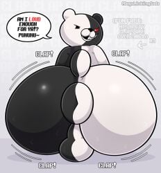 anthro anus ass ass_clapping balls bear big_balls big_butt black_body bodily_fluids booru_link danganronpa digital_media_(artwork) dogslickingsoda e621_link genetic_chimerism genital_fluids genitals glistening glistening_body huge_butt humanoid_genitalia hyper hyper_butt laughing_at looking_at_viewer looking_back loud_noise male male_only mammal monokuma multicolored_body nude plushie puffy_anus simple_background smile solo spike_chunsoft split_color sweat sweaty_balls sweaty_butt sweaty_genitalia tail teddy_bear teeth text thick_thighs twerking twitter_link watermark white_body wide_hips