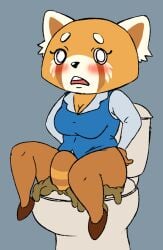 aggressive_retsuko aggretsuko ailurid anthro ass being_watched blush bottomless breasts caught caught_using_toilet censored censored_genitalia cleavage clogged_toilet clothed clothing demagaberaga diarrhea embarrassed excessive_feces feces feces_in_bowl feces_pile female fluffy fluffy_tail footwear hands_on_hips high_heels hyper hyper_feces implied_pee implied_scat looking_at_another looking_at_viewer mammal messy no_underwear on_toilet open_mouth overflowing_toilet poop_desperation pooping_in_toilet red_panda retsuko sanrio sat_on scat shirt short_stack sitting sitting_in_feces solo tail tail_between_buttocks tail_between_legs toilet toilet_bowl toilet_seat toilet_use topwear wide_hips