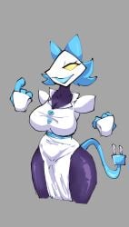 big_breasts big_hips big_thighs cleavage deltarune deltarune_chapter_2 feline furry furry_female gothina gothina_nsfw huge_breasts non-human robot robot_girl tail tasque_manager_(deltarune) thick_thighs