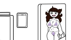 16:9_aspect_ratio bag bangs bikini black_eyes blush breasts brown_hair cleavage clothing female female female_only flat_color high_resolution jaiden jaiden_(jaiden_animations) jaiden_animations large_breasts long_hair looking_at_viewer navel open_mouth purple_bikini purple_swimsuit smile solo steca swimsuit thelazyart youtube youtuber youtuber_girl