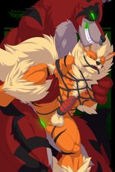 2boys alternate_color anthro arcanine canine furry gay glowing_eyes interspecies male male_only mammal muscular muscular_male nintendo notorious84 original_character penis pokemon pokemon_(species) sex testicles video_games