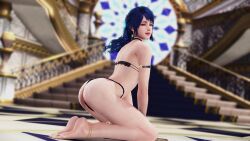 3d blue_hair dead_or_alive dead_or_alive_xtreme_venus_vacation female female_focus kobe_teeth lobelia_(dead_or_alive) small_breasts tagme