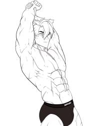 genshin genshin_impact muscular muscular_male wriothesley_(genshin_impact)