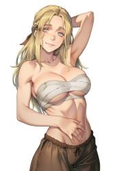 ai_generated armpit arnheid big_breasts blonde_female blonde_hair blonde_hair_female blue_eyes bra breasts female_focus female_only fit_female half_naked large_breasts light-skinned_female nordic norse_woman pale-skinned_female perfect_body solo_female solo_focus stable_diffusion toned_body toned_female viking_female vinland_saga