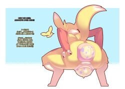 absurd_res anal_oviposition anus ass bandai_namco bodily_fluids digimon digimon_(species) egg female genitals hi_res oviposition pr-egg-nant pregnant pregnant_female pussy renamon simple_background solo sweat tail text