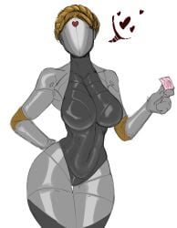 1girls atomic_heart bare_arms bare_shoulders bare_thighs big_breasts brown_hair clothed clothing color condom dare_to_exist female female_focus female_only fit_female hi_res large_breasts robot robot_girl robot_humanoid short_hair solo solo_female tagme the_twins_(atomic_heart) thick_thighs