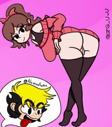 big_ass big_breasts big_butt clothed clothing friday_night_funkin man_with_his_tongue_out_with_a_zamn_expression meme pussy ribbon simple_background soft_gf sweater tagme thighhighs zamn! zg_uwu