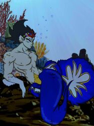 1boy comic dragon_ball_z male male_focus male_only merfolk merman muscular muscular_male solo solo_focus tagme ukevegeta13 underwater vegeta