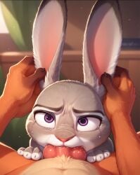 1boy 1girls ai_generated alucard_(artist) anthro canine deepthroat disney female fox furry judy_hopps lagomorph male male/female nude oral oral_sex penis rabbit sex tears zootopia