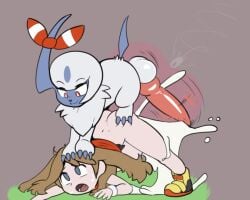 absol cum_flood cumflated_belly cumflation dizzytizzy knot lots_of_cum may_(pokemon) pokephilia