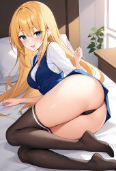 ai_generated blonde_hair blue_eyes not_a_shark panties skirt stable_diffusion thighhighs