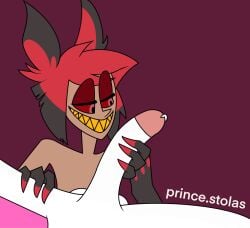 alastor_(hazbin_hotel) dick hazbin_hotel lucifer_morningstar_(hazbin_hotel) stroking_penis