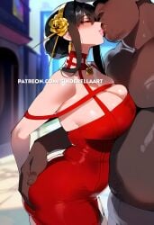 1girls ai_generated ass big_ass big_breasts big_butt breasts cheating cuckolding grope groping huge_breasts interracial kissing large_ass large_breasts netorare ntr public sinderellaart spy_x_family thiccwithaq_(ai_style) yor_briar yor_forger
