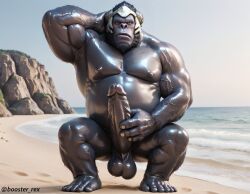 1boy abs ai_generated anthro balls bara beach beard big_balls big_muscles big_nipples big_pecs big_penis black_body black_fur booster_rex daddy dilf erect_nipples erection gay gorilla haplorhine huge_balls huge_cock huge_muscles huge_nipples huge_pecs hunk male male_only masturbation muscular muscular_anthro muscular_male navel nipples nude overwatch overwatch_2 pecs penis primate sand solo sweat water winston_(overwatch)