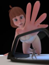 3d 3d_(artwork) _blumblum bra giantess glasses looming male panties scooby-doo shrunken_male unaware velma_dinkley worm's-eye_view