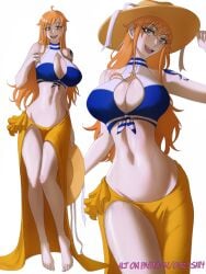1girls bare_arms bare_legs bare_shoulders bare_thighs big_breasts blush clothed clothing color female female_focus female_only hat hi_res inner_sideboob large_breasts light-skinned_female light_skin long_hair looking_at_viewer nami nami_(one_piece) one_piece opalisart orange_eyes orange_hair shounen_jump solo solo_female tagme tattoo thick_thighs