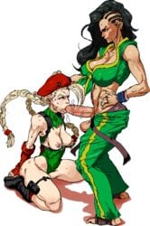 abs black_hair brazilian brazilian_futa breasts cammy_white capcom dark-skinned_futanari dark_skin dickgirl erection fellatio futa_on_futa futanari hard_pixels interracial intersex large_penis latina laura_matsuda long_hair marnic oral penis redbone street_fighter street_fighter_v testicles video_games