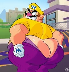 1boy animated anus anus_peek ass ass_focus ass_grab bara big_ass big_butt bubble_ass bubble_butt chubby chubby_male clapping_ass clapping_buttocks clapping_cheeks fat fat_ass fat_butt fat_man gay gay_male gloves high_resolution highres looking_back male male_only mario_(series) moustache nintendo obese obese_male overweight overweight_male smiling smiling_at_viewer solo solo_male super_mario_bros. thick_ass thick_butt thick_hips trashtoonz wario yaoi
