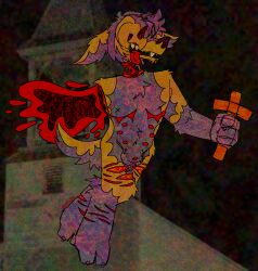 absurd_res after_surgery alfred's_playhouse alfred_alfer ambiguous_gender andromorph angel animal_genitalia animal_penis anthro balls blood bodily_fluids canid canine canine_genitalia canine_penis canis church claws cross ddanzigg decapitation digital_media_(artwork) domestic_dog fur genitals gore gore_focus hi_res intersex looking_at_viewer male mammal mutilation nipples nude open_mouth penis piercing psychedelic religion self-harm severed_body_part severed_head sheath solo tail teeth tongue trans_(lore) trans_man_(lore) wounded