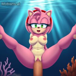 1boy 1girls ai_generated amy_rose animal_humanoid anthro aquaphilia big_breasts big_penis breasts exostriker female fetish fur fur_thick_thighs furry hedgehog human interspecies male male/female mobians.ai naked_female navel nipples nude ocean penis pleasure pussy sea sega sex sonic_(series) sonic_the_hedgehog_(series) spread_legs straight underwater underwater_sex water