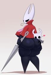 1boy 1girls big_ass big_butt black_body black_skin bubble_ass bubble_butt female female_focus female_only hollow_knight hornet_(hollow_knight) idler_r large_ass large_butt protagonist_(hollow_knight) size_difference